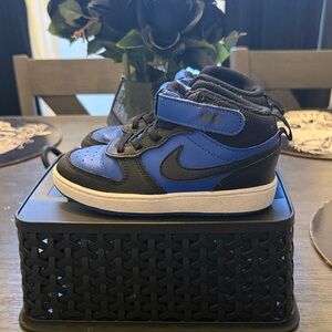 SOLD  Kids Black and Blue High-Top Sneakers
